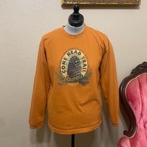Columbia Cone Head Trail Outdoors Orange Long Sleeve Soft Cotton Shirt Medium M